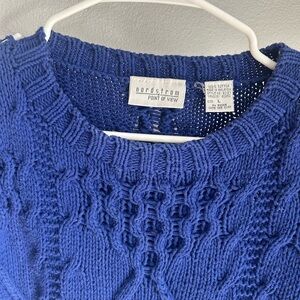 Vintage Nordstrom Women's Cable Knit Sweater in Royal Blue